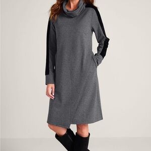 Soft Surroundings Moderne Dress Herringbone Knit-Size M Long Sleeve & Cowl Neck
